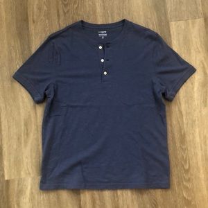 J. Crew, Navy Slub Cotton Henley T-shirt. Size Large
